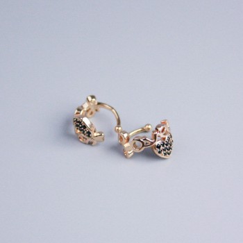 Ear Cuff Xuping 18K Gold Plating, Black Crystals, Love, 10x8mm