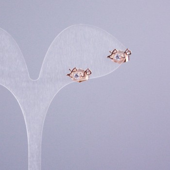 Xuping 18K Gold-Plated Stud Earrings with White Stones 'Love' 11x5mm+