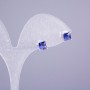Xuping Rhodium-Plated Blue Stone Stud Earrings, Square 5x5 mm, Length 16 mm