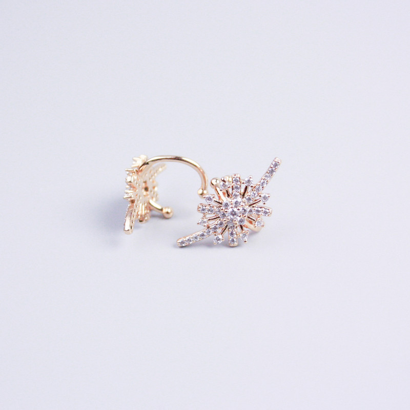 Ear Cuff Xuping 18K Gold Plating White Crystals Star, diameter 20×10mm+