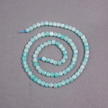 Amazonite beads on thread, natural stone, faceted cube, diameter 4×4 mm, length 40 cm