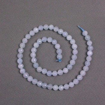 Aquamarine beads on a thread, natural stone, faceted round beads, diameter 6.5 mm, length 38 cm