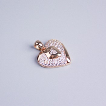 Xuping Pendant 18K Gold Plating Heart with White Crystals, diameter 15×17 mm+