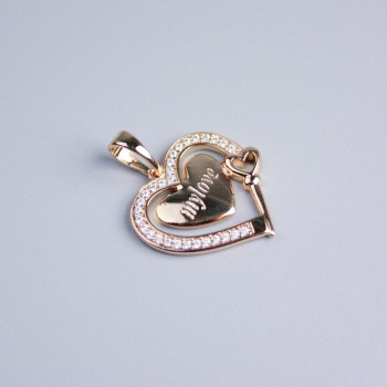 Xuping 18K Gold Plated Heart Pendant with White Crystals, diameter 16x18 mm+