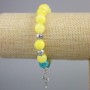 Bracelet 'Ukraine' with Aquamarine (Synthetic) and Citrine (Synthetic) - smooth beads, 10.5 mm diameter, 18 cm length +/- (stretch)