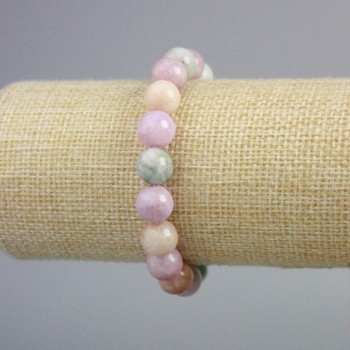 Multicolor Jadeite Bracelet with Smooth Beads, 10mm Diameter ±, 18cm Length ± (Stretch)