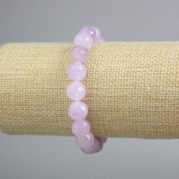 Kunzite bracelet with faceted beads, 10 mm diameter, 18 cm length (stretch)
