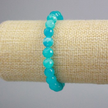 Aquamarine Faceted Bead Bracelet, 8 mm diameter, 18 cm length (stretch)