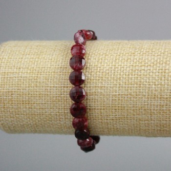 Rubellite Tourmaline Bracelet - Faceted Coin Beads, 8.5 mm Diameter, 18 cm Length (Stretch)