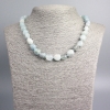 Natural aquamarine gemstone necklace with faceted beads, diameter 12×9–8×7 mm ±, length 47 cm ±