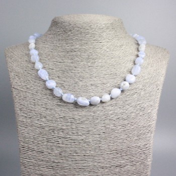 Aquamarine necklace, natural stone, faceted beads, diameter 12x9-8x7 mm +-, length 48 cm +