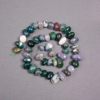Moss Agate Natural Stone Faceted Beads, 11x9 mm, length 40 cm