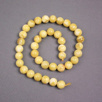 Beads on a Thread Yellow Jadeite Smooth Sphere Beads, 10 mm Diameter, 38 cm Length