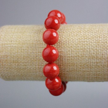 Jasper Bracelet (pressed) smooth beads, diameter 14mm, length 18 cm +/- (stretch)