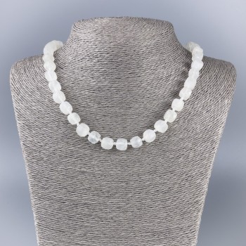 Necklace of mountain crystal natural stone, faceted cube, diameter 9×9 mm ±, length 50 cm +