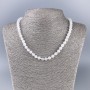 Necklace with imitation white quartz (acrylic) smooth beads, diameter 6.5 mm, length 47 cm