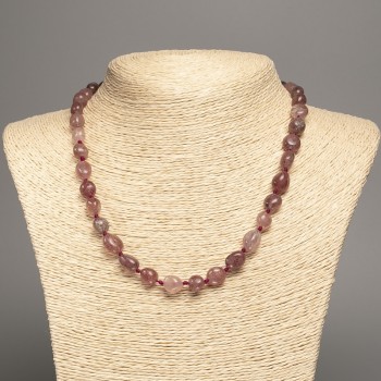 Strawberry Quartz Faceted Necklace, bead diameter 11x9-8x7 mm approx, length 46 cm