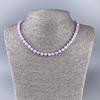 Kunzite Necklace, natural stone, faceted cube beads, 6x6 mm, length 50 cm