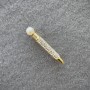 Brooch Pen with White Rhinestones and Pearl, Golden Metal 37×6 mm+