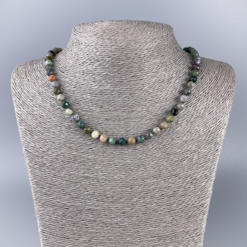 Jasper Necklace, Natural Stone, Faceted Bead, Diameter 6 mm ±, Length 50 cm+