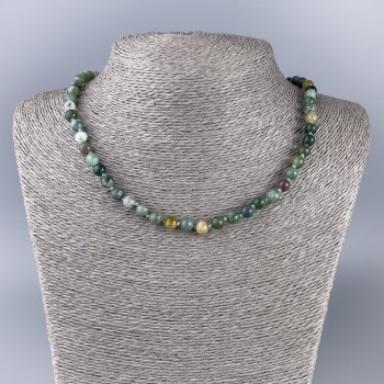 Agate Necklace with smooth beads, diameter 6.5 mm, length 49 cm