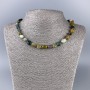 Jasper necklace, natural stone, faceted beads, 9x12 mm diameter, length 50 cm +/-