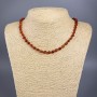 Carnelian Necklace with natural stone, faceted coin shape, diameter 6x5 mm, length 49 cm