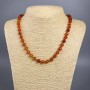Carnelian Necklace with Natural Stone, Faceted Bead, 8mm Diameter, 49cm Length ±