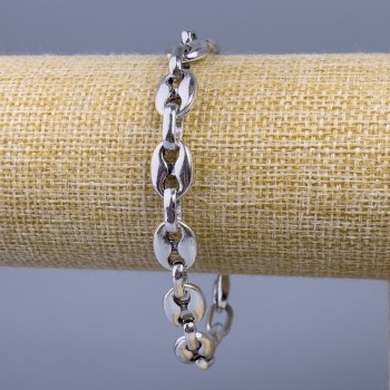 Chain bracelet in silver-colored metal, 10 mm thick, 21 cm long +