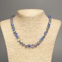 Opal Glass Necklace 'Blue Matte Chameleon' Smooth Bead, 8 mm Diameter, 49 cm Length
