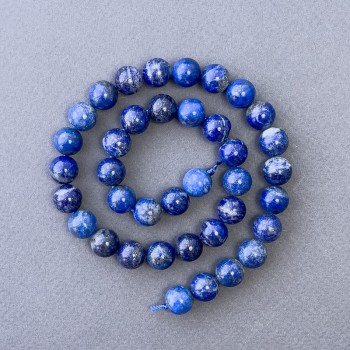 Lapis Lazuli Beads, Natural Stone, Smooth Round Bead, Diameter 10mm ±, Length 38cm ±
