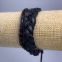 Bracelet, length 18-25 cm, thickness 15 mm, eco-leather, black, with a clasp