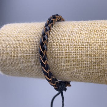 Bracelet, length 18–25 cm, thickness 7 mm, eco-leather, black, with adjustable closure