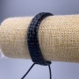 Bracelet, length 18-25 cm, thickness 12 mm, eco-leather, black, with adjustable clasp