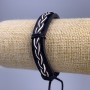 Bracelet, 18–25 cm length, 12 mm thick, eco-leather, black with white, adjustable closure