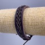 Bracelet, length 18-25 cm, thickness 14 mm, eco-leather, brown color, with a drawstring closure