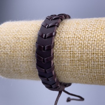 Bracelet, length 18–25 cm, thickness 13 mm, brown eco-leather, with adjustable fastening