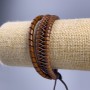 Bracelet, 18-25 cm length, 12 mm thickness, eco-leather, light brown color, with adjustable closure