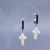 White mother-of-pearl cross earrings, diameter 10x15 mm, length 34 mm+