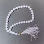 White Agate Prayer Beads (Pressed) Smooth Beads, 10 mm Diameter, 33 Beads, with Agate Inlays