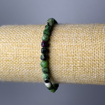 Zoisite bracelet with natural stone, faceted cube beads, diameter 5.5 mm, length 18 cm (stretch)