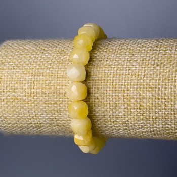 Bracelet with natural citrine, faceted cube beads, diameter 9mm, length 18cm (stretch)