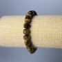Tiger's Eye Bracelet, natural gemstone, faceted cube beads, diameter 8.5 mm, length 18 cm (stretch)