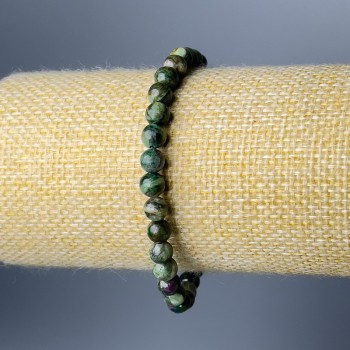 Green lepidolite bracelet with natural stone smooth beads, 6 mm diameter, 18 cm length (stretch)