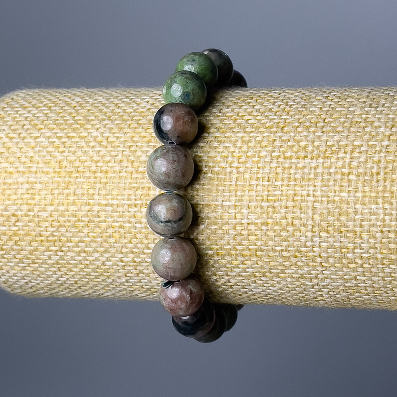 Watermelon Garnet Bracelet, natural stone, smooth beads, 10 mm diameter ±, length 18 cm (stretch)