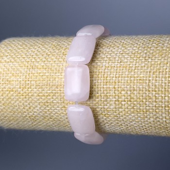 Pink Quartz Bracelet with Rectangular Links