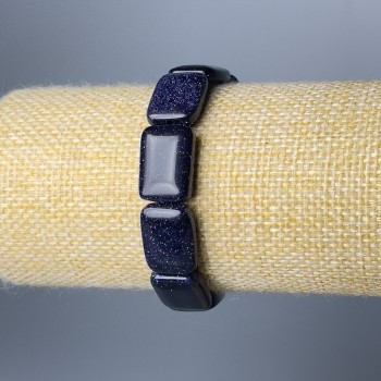 Aventurine Bracelet 'Night of Kaïra' natural stone rectangular link, diameter 13x18 mm, length 18 cm (stretch)