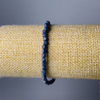 Sponge Coral Natural Stone Bracelet, Faceted Cube Beads, 4 mm Diameter, 18 cm Length (Stretch)