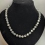 Opal glass necklace, white matte, smooth beads, 8 mm diameter, length 49 cm