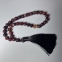 Carnelian prayer beads, natural stone, smooth round beads, 8 mm diameter, 33 beads, with metal inserts